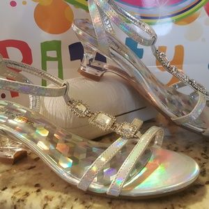 Girl's Silver Slippers dress shoe.